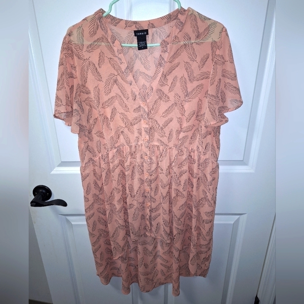 A Torrid sheer dress in a size 0. Airy, beachy, boho, bohemian, gypsy top